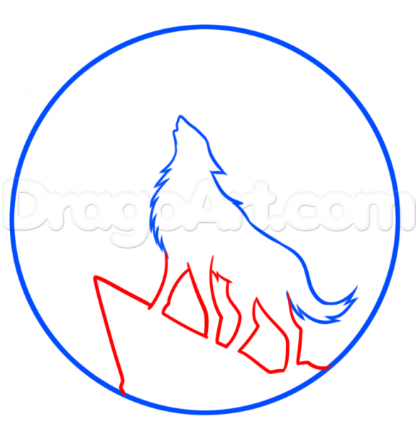 Порисовать волка воющего на луну