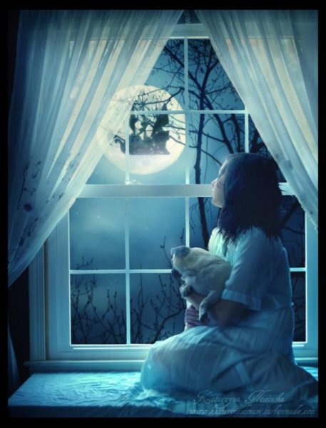 Девочка у окна ночь