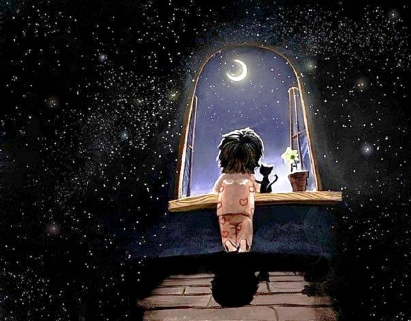 Мальчик и звездное небо