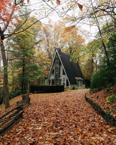 Дом в осеннем лесу