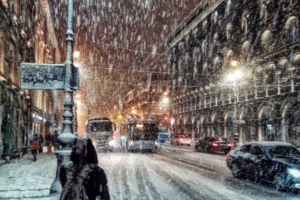 Снегопад в городе
