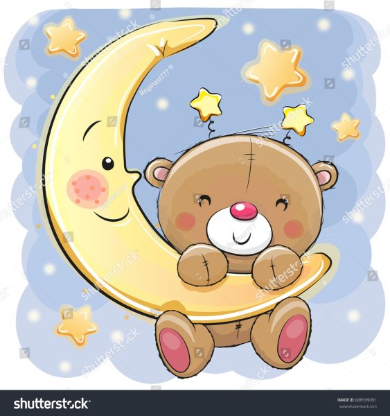 Мишка на Луне рисунок