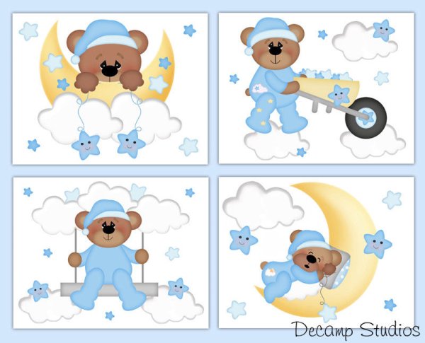 Макет для печати мишка на Луне