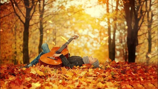 Осенняя фотосессия с гитарой