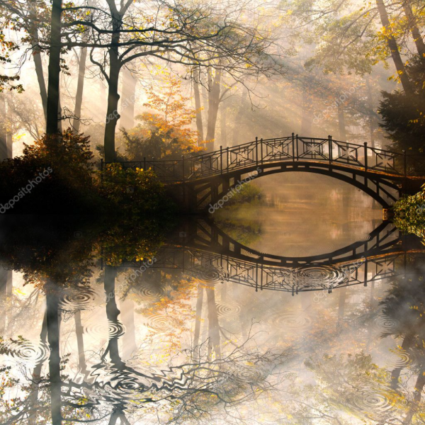 Пейзаж природы с мостом