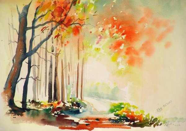 Осень акварель