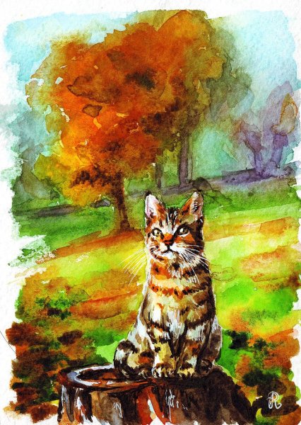 Осенний пейзаж акварелью