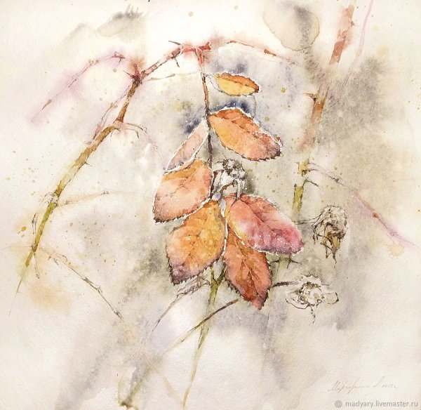 Поздняя осень акварель
