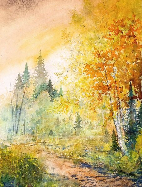 Марина Трушникова осень акварель