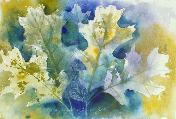 Лессировка акварель листья