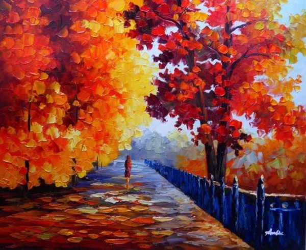 Осень гуашью