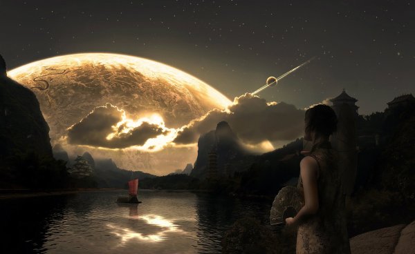 Девушка и планеты