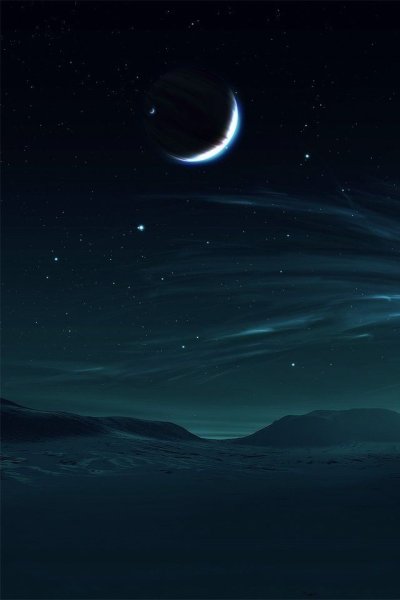 Звездное небо с луной