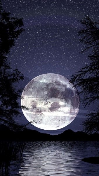 Ночное небо с полумесяцем