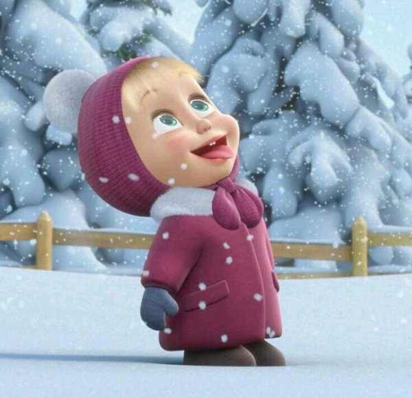Маша и медведь снежки