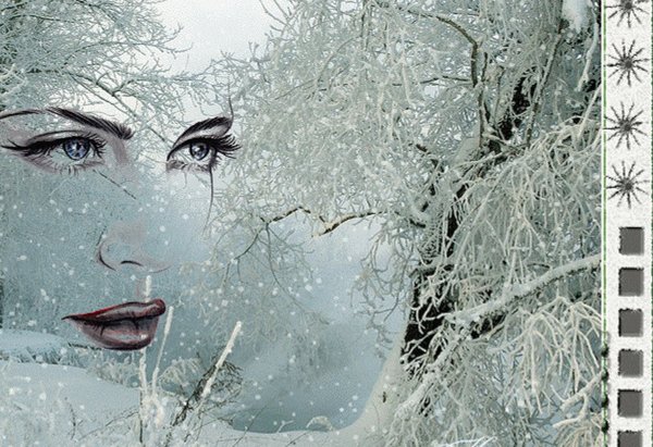 Девушка в инее рисунок