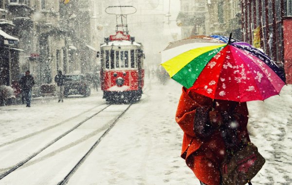 Снегопад в городе