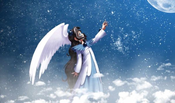 Женщина с крыльями космос