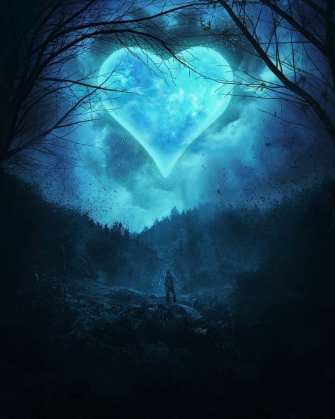 Ночь Луна сердце