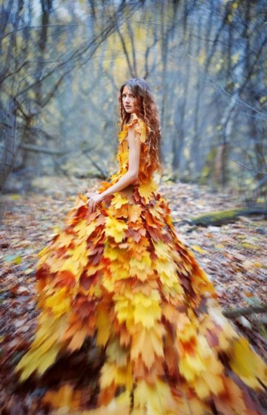 Осение платье из лисьтьев