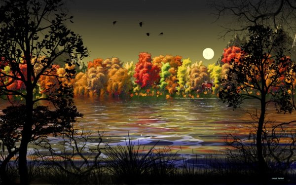 Лунные осенние пейзажи