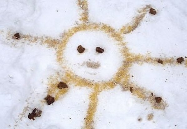 Рисование солнца на снегу