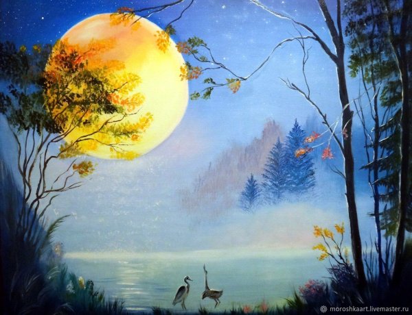 Полная Луна живопись