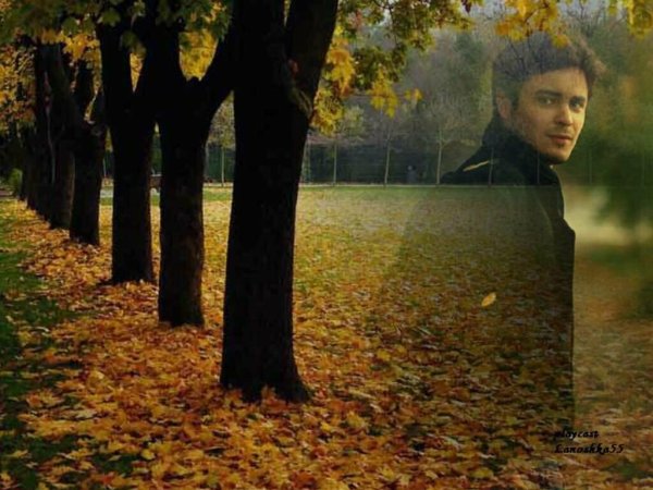 Парень в осеннем парке