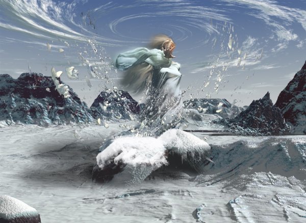 Фэнтези зима горы девушка