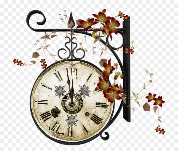 Винтажные часы на прозрачном фоне