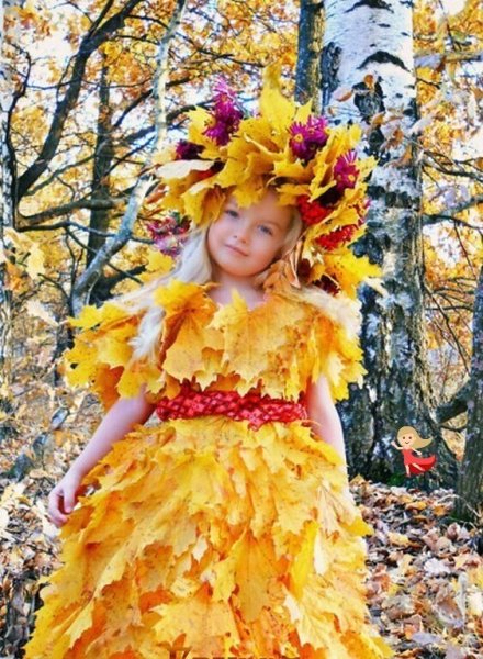 Платье из листьев на осенний бал