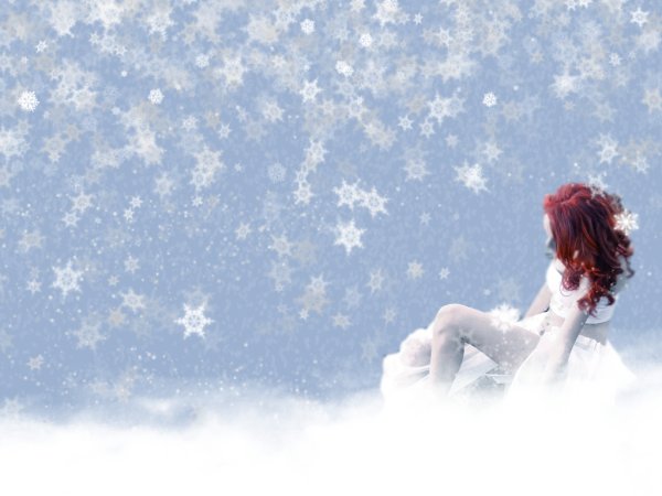 Рыжая девушка зима снег