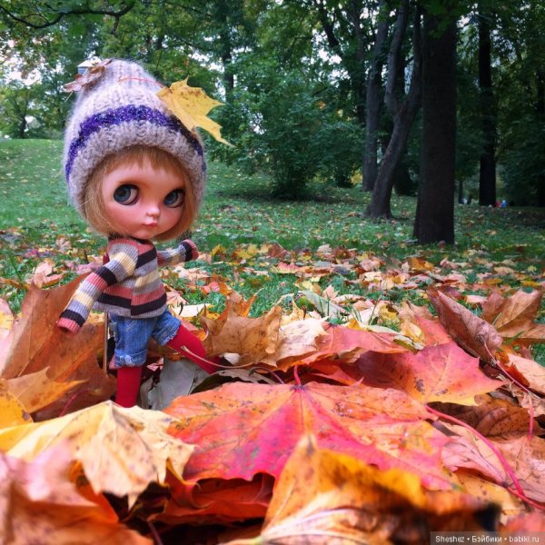Кукла осенью