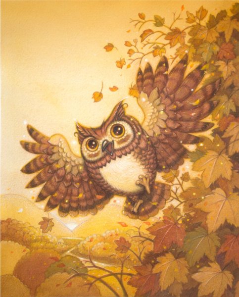 Открытки Совы осенние