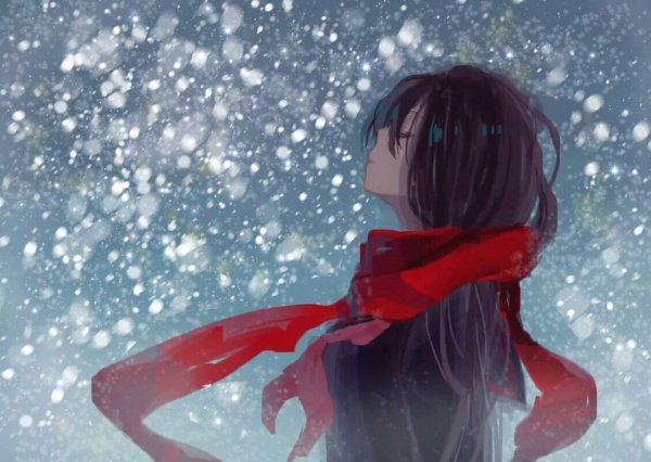 Девушка в шарфе арт