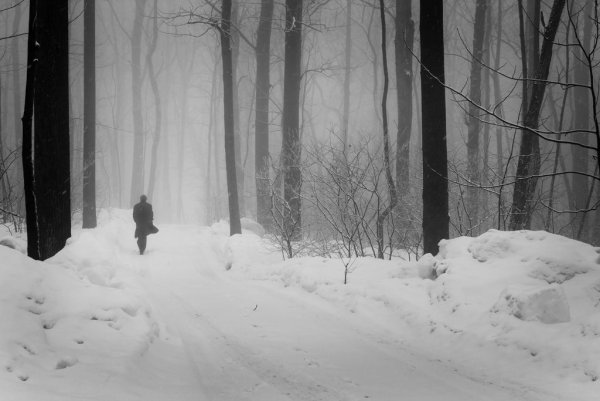 Одинокий человек зимой