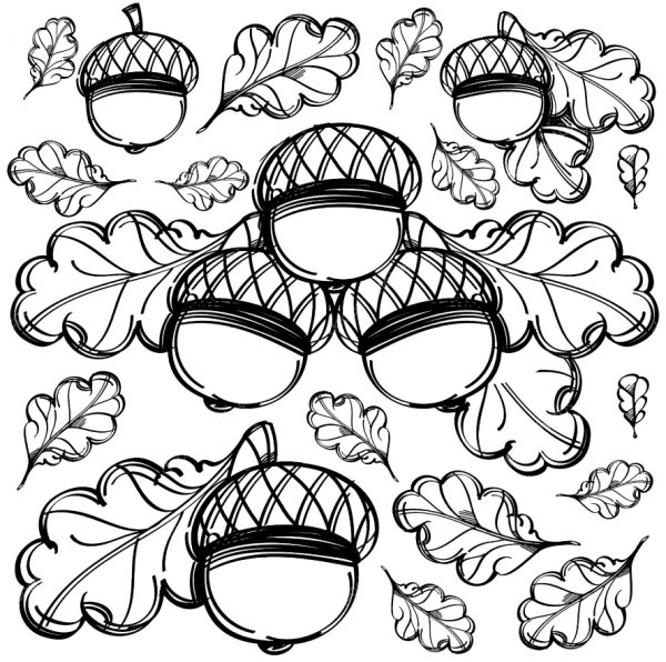 Лист Желудя раскраска