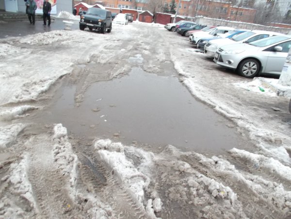 Весенняя дорога с лужами