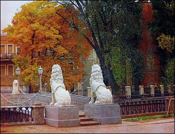 Львиный мост осенью Санкт-Петербург