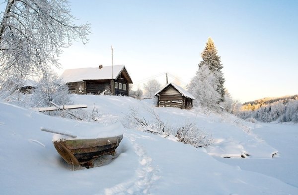 Алтайский край деревня зима