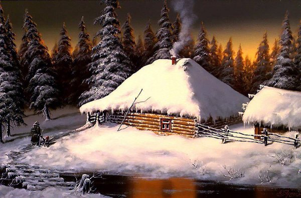 Изба в снегу