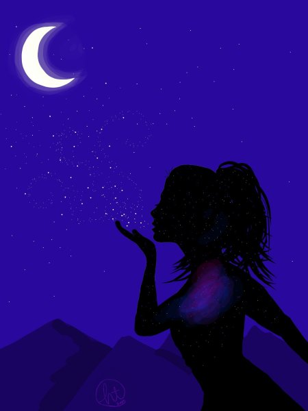 Ночь Луна девушка