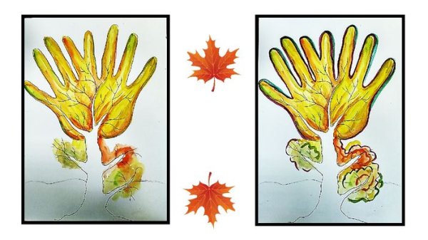 Рисование ладошками осень