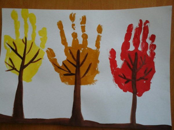 Рисование ладошками осень