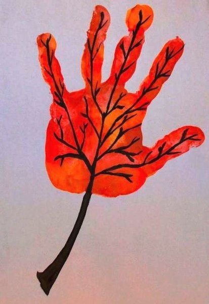 Рисование ладошками осеннее дерево