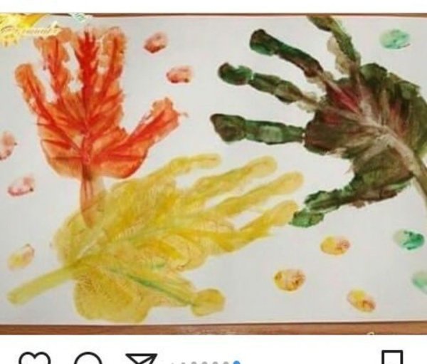 Рисование осенних листьев ладошками