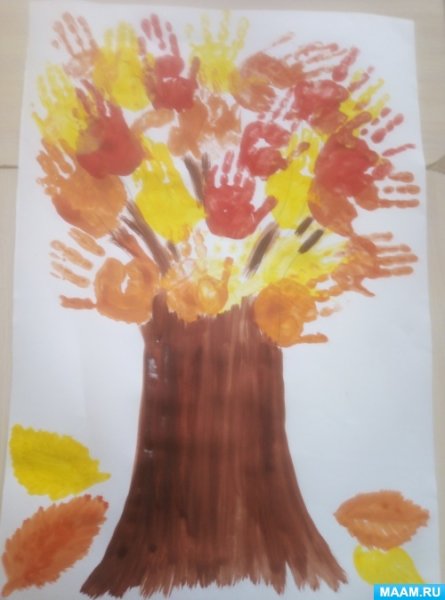 Рисование ладошками дерево