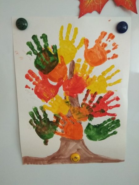 Рисование ладошками осень