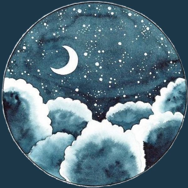 Полная Луна акварель