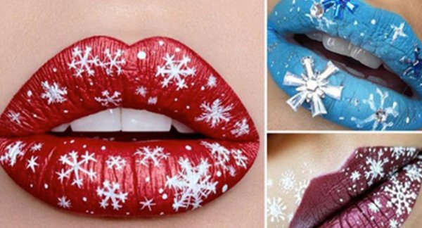 Макияж губ на новый год